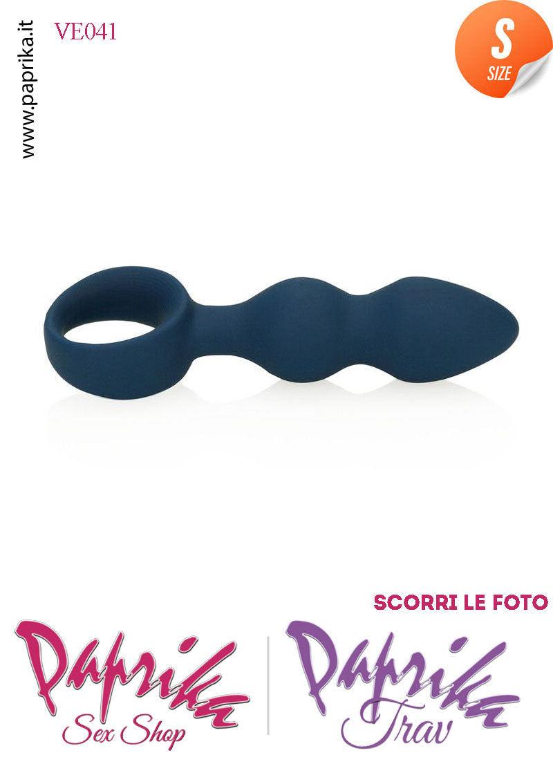 Plug Palline Anali Small Silicone Blu Non Vibrante 10 cm Ø 28 Anello Grande