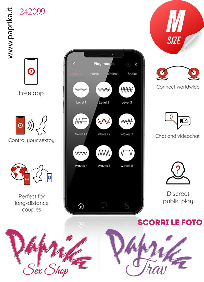 Plug Anale Vibrante Sagomato App Control Mondo 9 Velocità 11 cm Ø 35