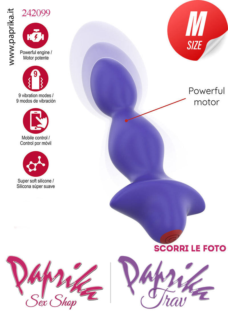Plug Anale Vibrante Sagomato App Control Mondo 9 Velocità 11 cm Ø 35
