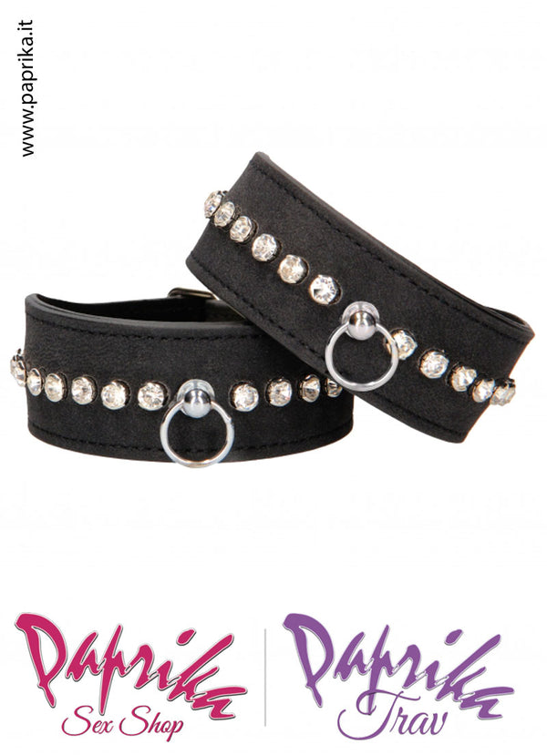 Manette Polsiere Sadomaso Ecopelle Strass Catenella