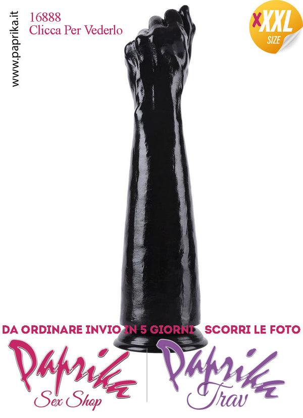 Pugno Mano Fisting XXXL 39 cm Ø 55/85 Unisex Pvc Non Vibrante Ventosa