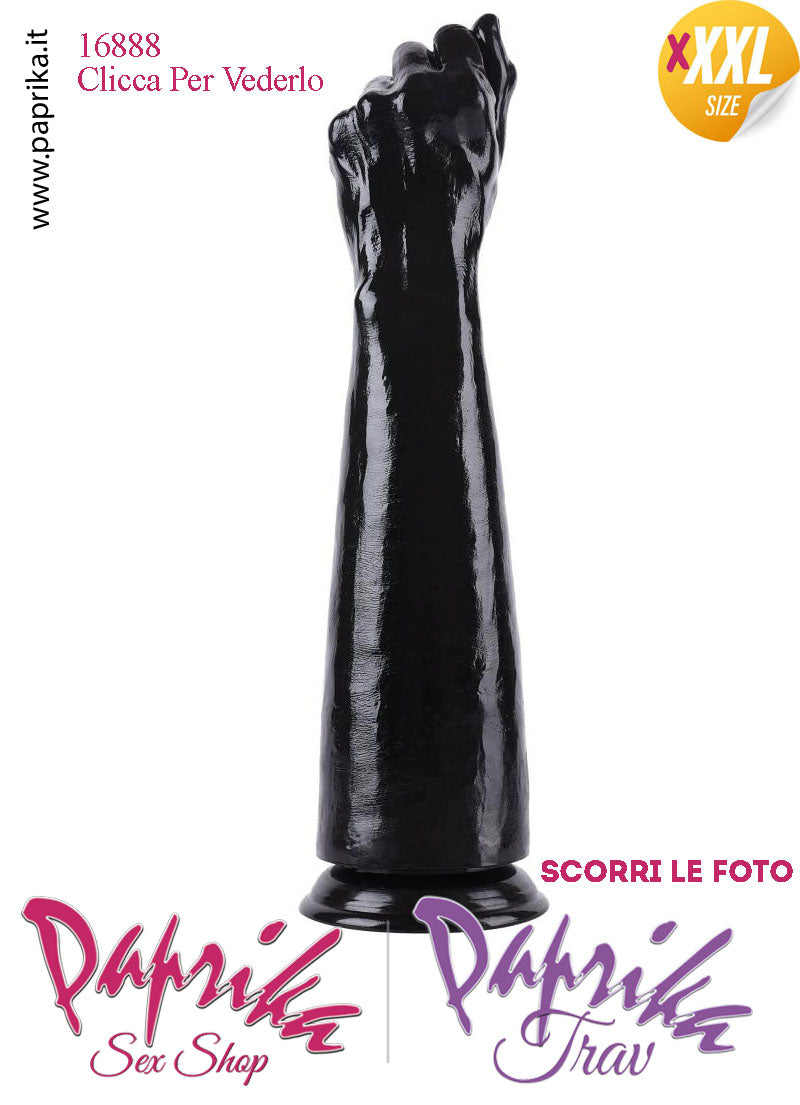 Pugno Mano Fisting XXXL 39 cm Ø 55/85 Unisex Pvc Non Vibrante Ventosa