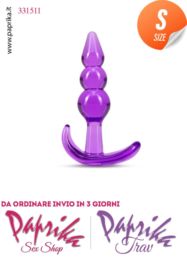 Plug Anale Piccolo Tpe Trasparente Palline Non Vibrante 9 cm Ø 23 Base Curva