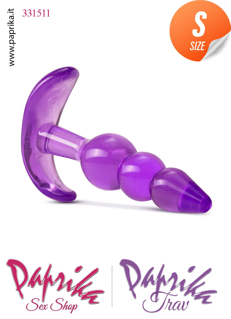 Plug Anale Piccolo Tpe Trasparente Palline Non Vibrante 9 cm Ø 23 Base Curva