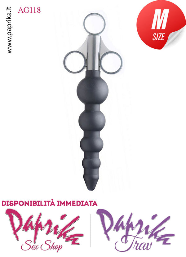Plug Anale Palline Siringa Lubrificante Interna 4 Sfere 13/20 cm Ø 20/34
