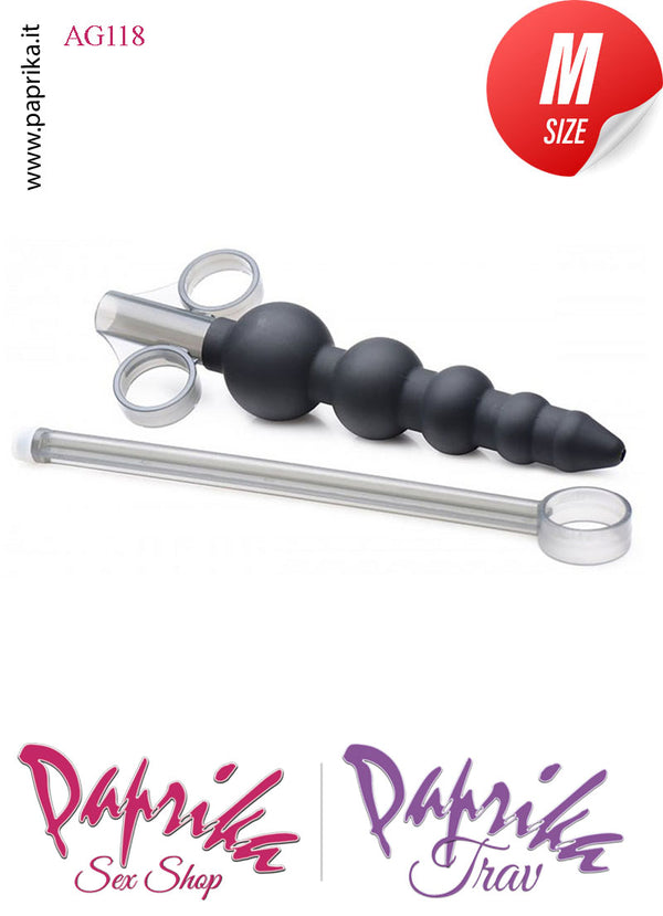 Plug Anale Palline Siringa Lubrificante Interna 4 Sfere 13/20 cm Ø 20/34