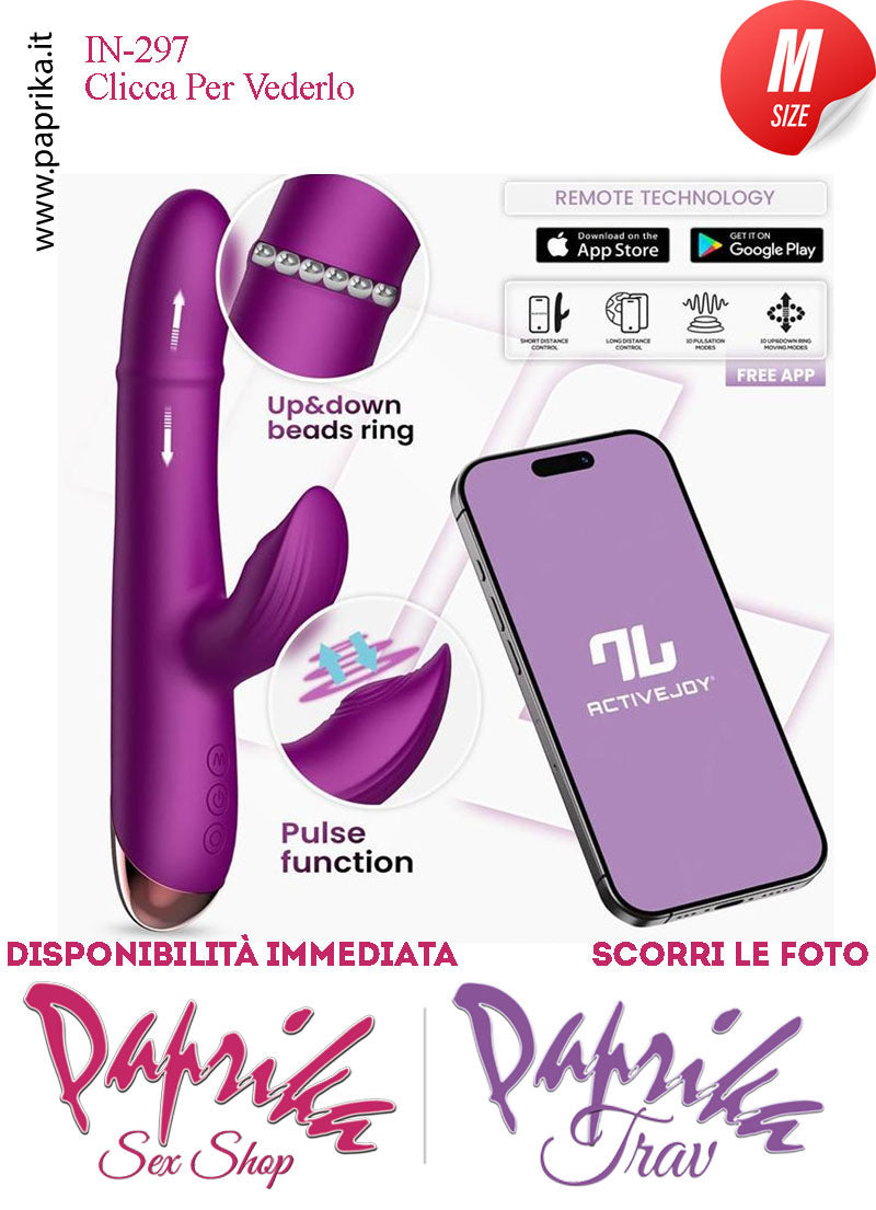 Rabbit Vibratore Vagina Anello Su & Giù Tocco Clitoride 10 Velocità App Control Ø 33