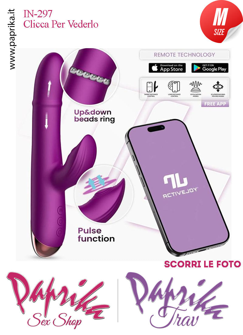 Rabbit Vibratore Vagina Anello Su & Giù Tocco Clitoride 10 Velocità App Control Ø 33