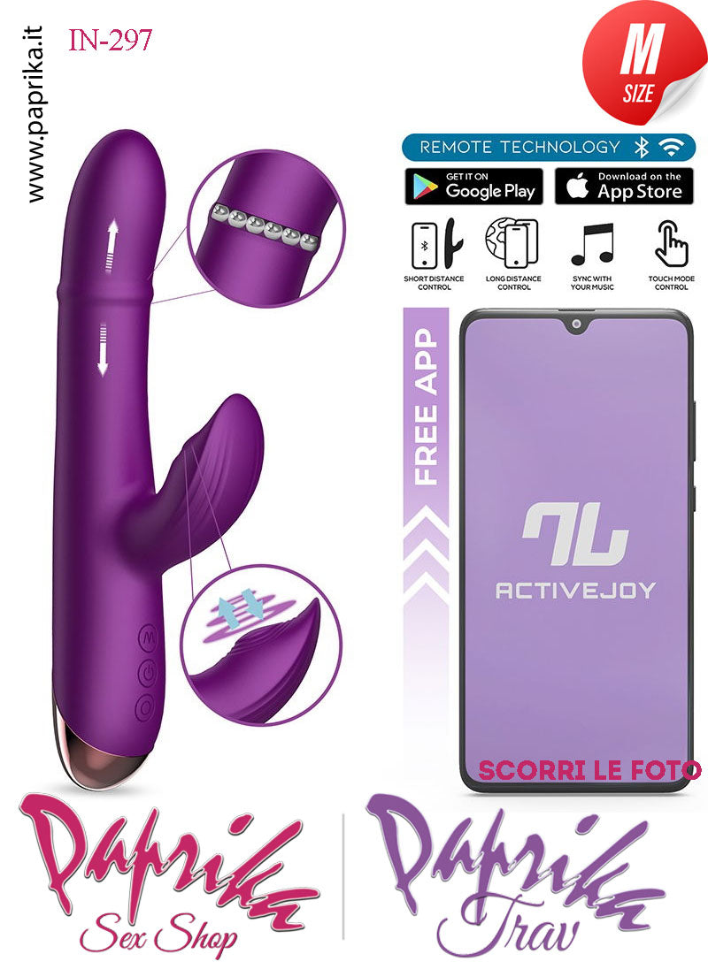 Rabbit Vibratore Vagina Anello Su & Giù Tocco Clitoride 10 Velocità App Control Ø 33