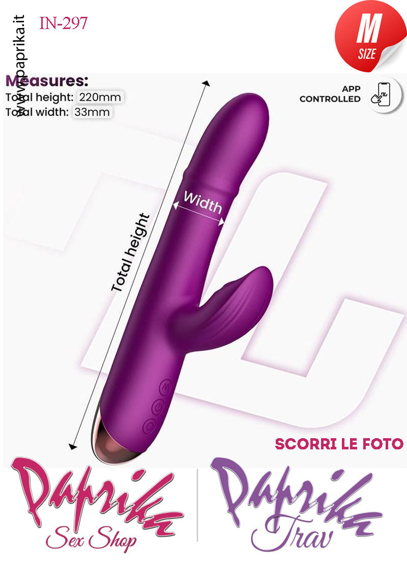 Rabbit Vibratore Vagina Anello Su & Giù Tocco Clitoride 10 Velocità App Control Ø 33