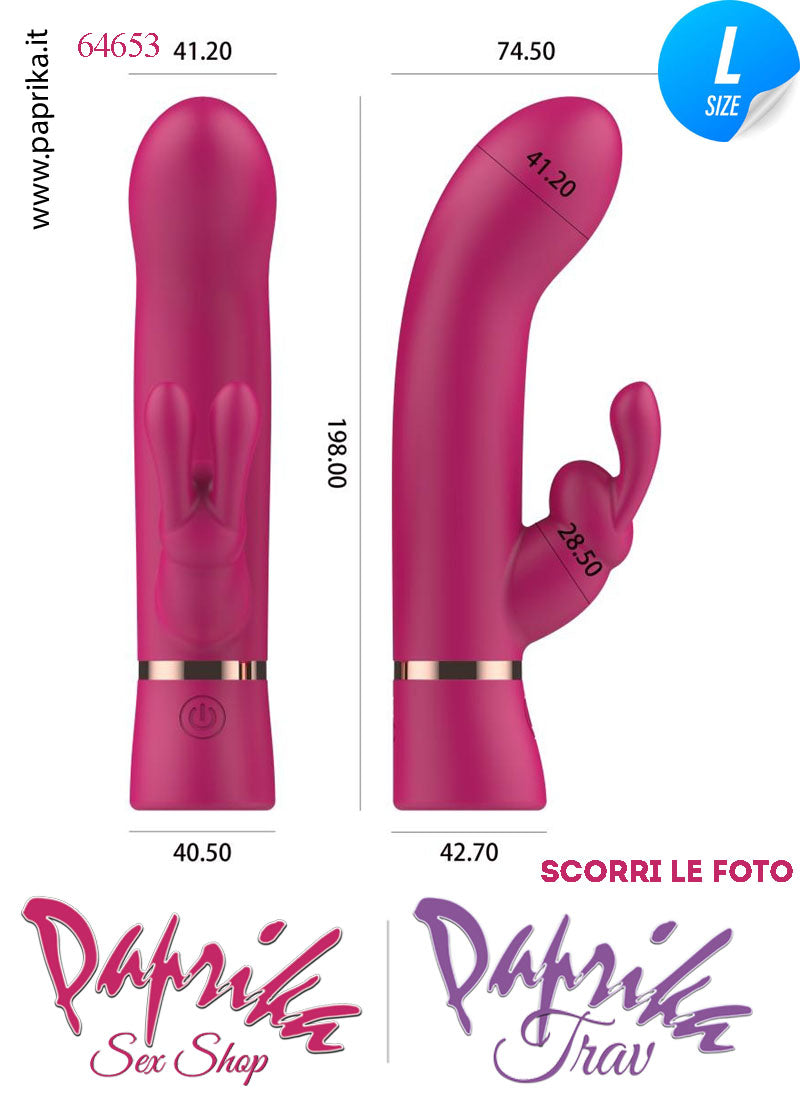 Rabbit Silicone Fucsia Vibrante Large Punto G 10 Funzioni 13/20 cm Ø 41
