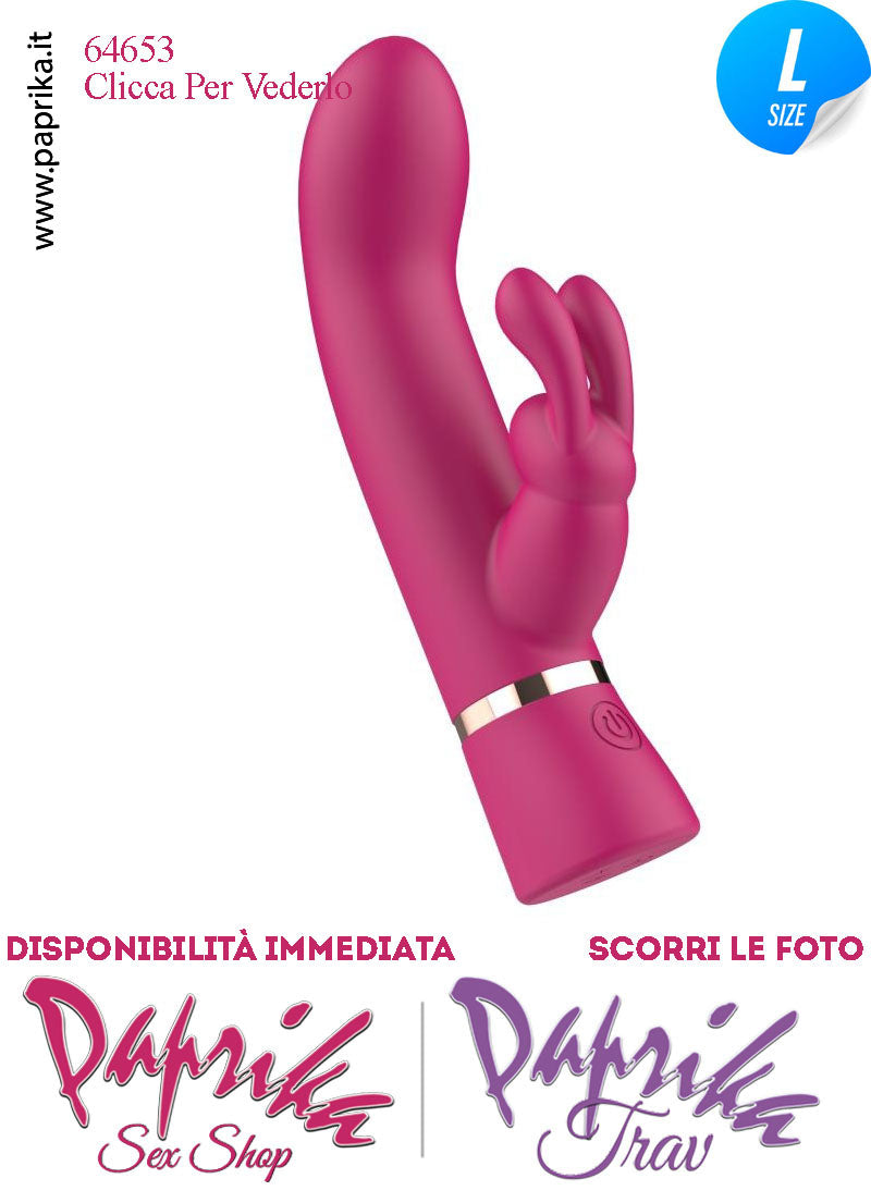 Rabbit Silicone Fucsia Vibrante Large Punto G 10 Funzioni 13/20 cm Ø 41
