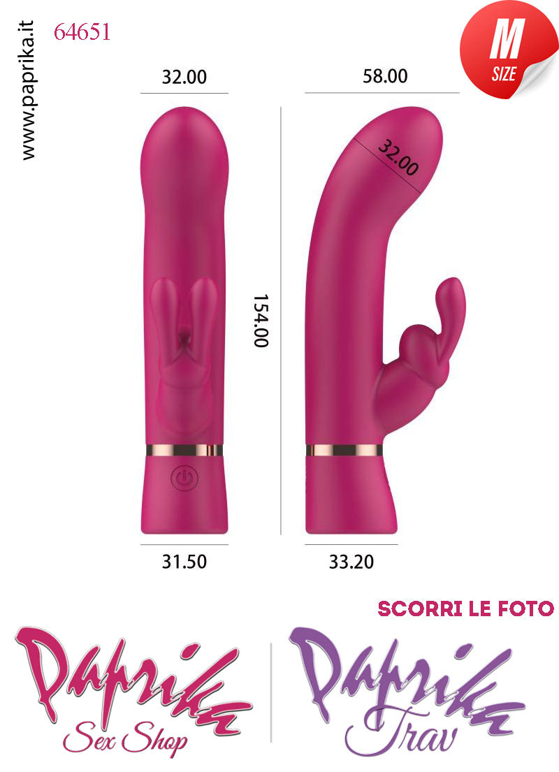 Rabbit Silicone Fucsia Vibrante Medium Punto G 10 Funzioni 10/16 cm Ø 32