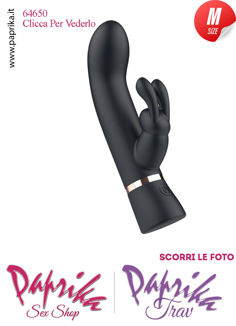 Rabbit Silicone Nero Vibrante Medium Punto G 10 Funzioni 10/16 cm Ø 32