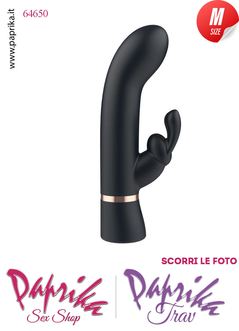 Rabbit Silicone Nero Vibrante Medium Punto G 10 Funzioni 10/16 cm Ø 32