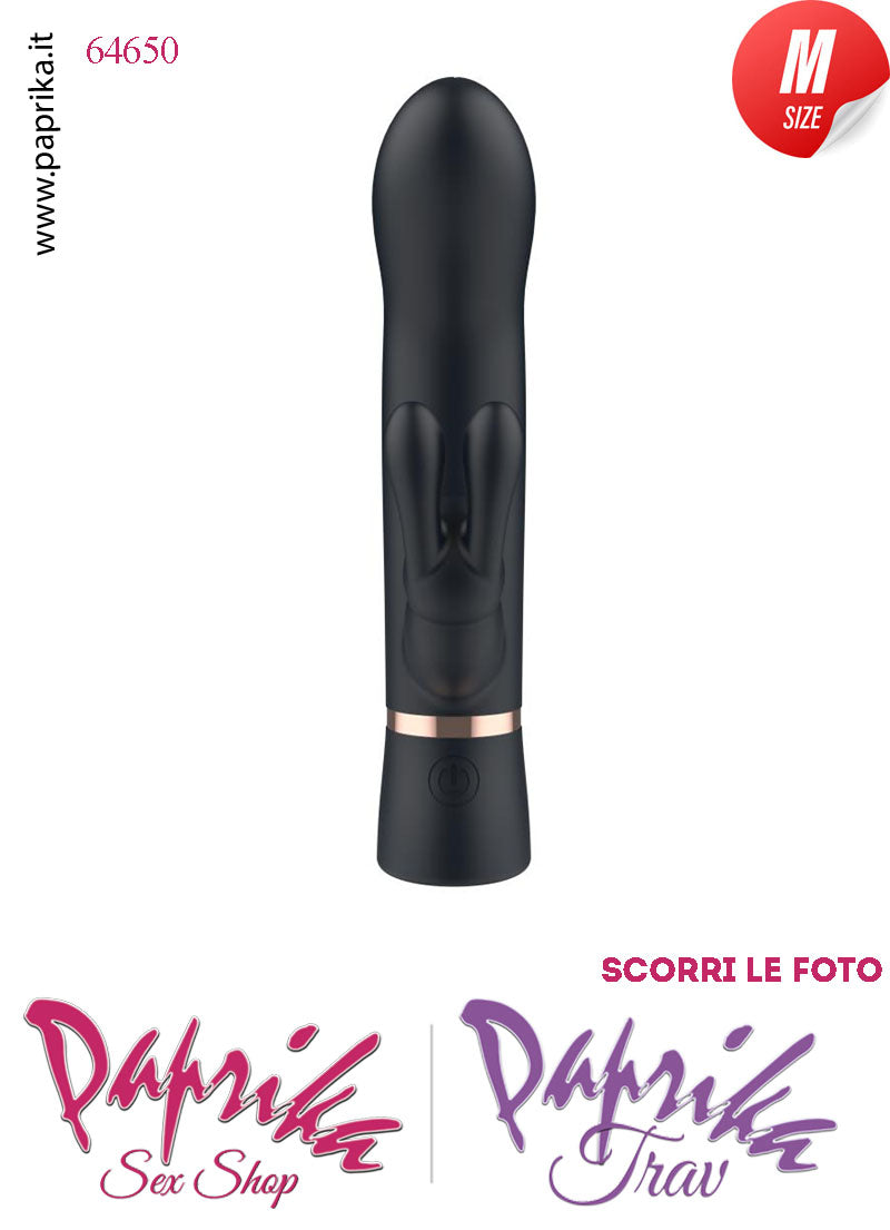 Rabbit Silicone Nero Vibrante Medium Punto G 10 Funzioni 10/16 cm Ø 32