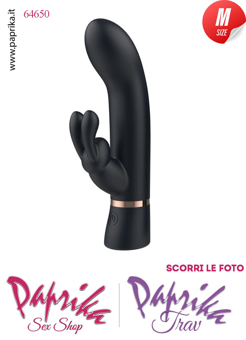 Rabbit Silicone Nero Vibrante Medium Punto G 10 Funzioni 10/16 cm Ø 32