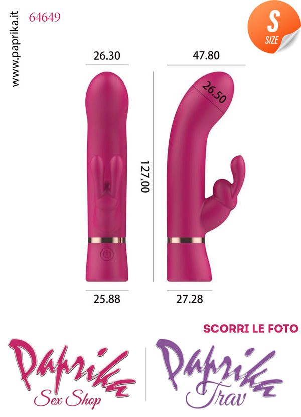Mini Rabbit Silicone Fucsia Vibrante Small Punto G 10 Funzioni 8/13 cm Ø 26