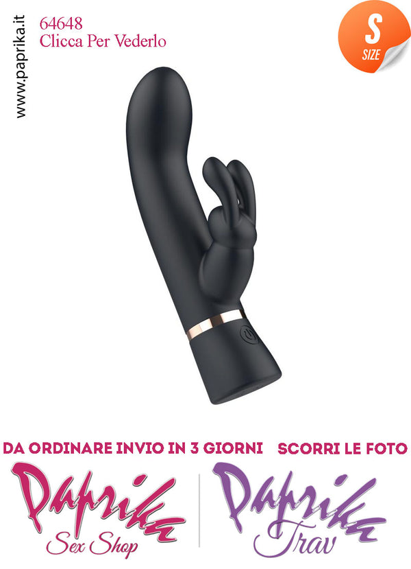 Rabbit Silicone Nero Vibrante Small Punto G 10 Funzioni 8/13 cm Ø 26