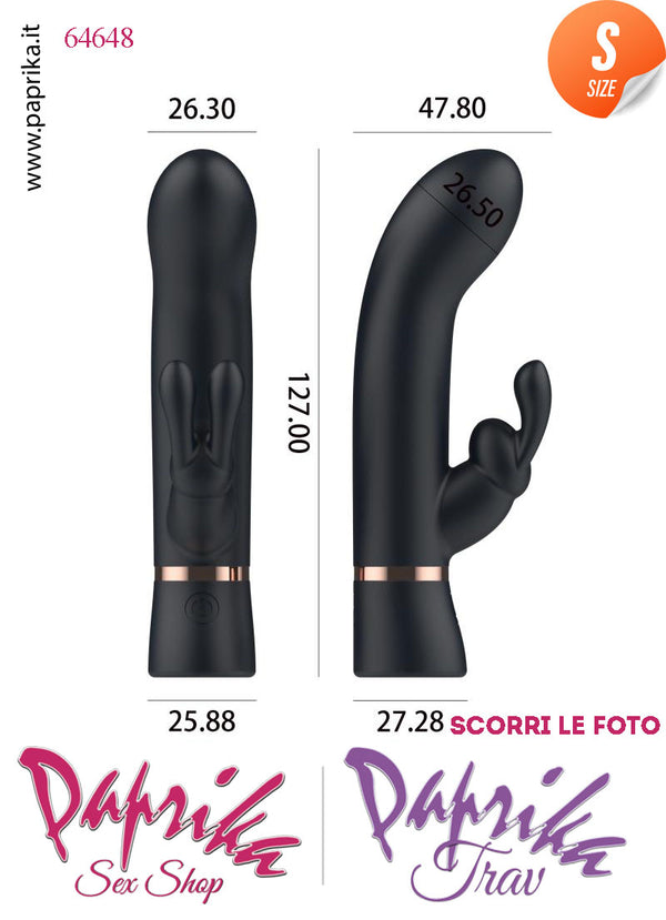 Mini Rabbit Silicone Nero Vibrante Small Punto G 10 Funzioni 8/13 cm Ø 26