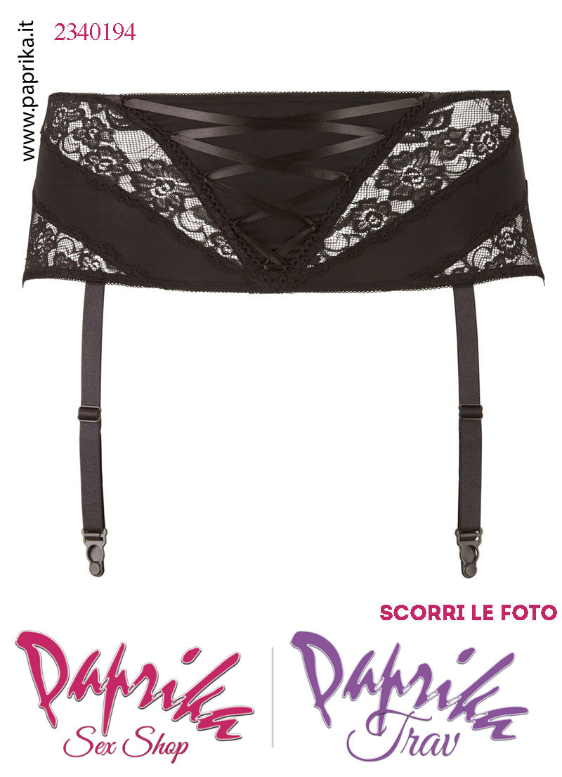 Reggicalze Sexy XXL Alto Pizzo Tulle 4 Elastici Chiusura Posteriore Regolabile