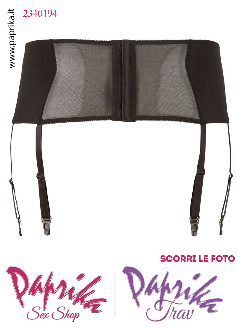 Reggicalze Sexy XXL Alto Pizzo Tulle 4 Elastici Chiusura Posteriore Regolabile