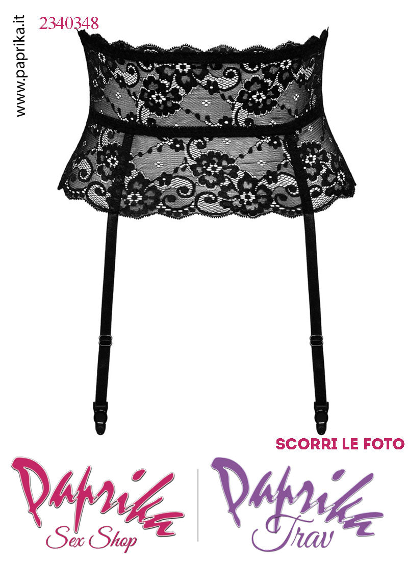 Reggicalze Sexy Alto Pizzo 4 Elastici Chiusura Posteriore Regolabile