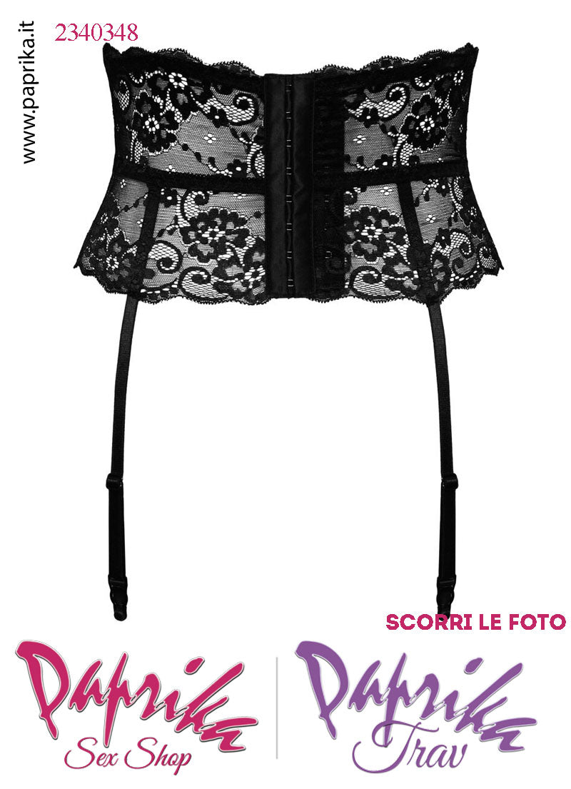 Reggicalze Sexy Alto Pizzo 4 Elastici Chiusura Posteriore Regolabile