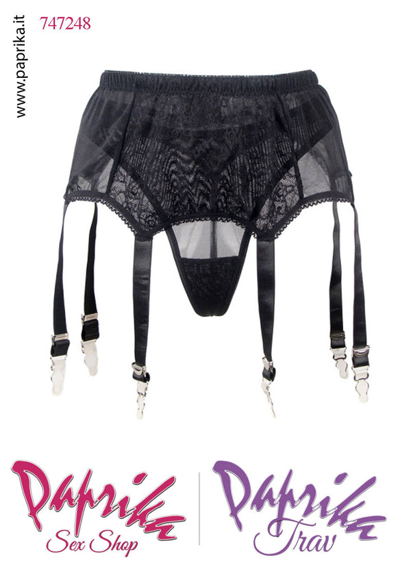 Reggicalze Sexy Pizzo Alto 6 Elastici Larghi & Perizoma Chiuso