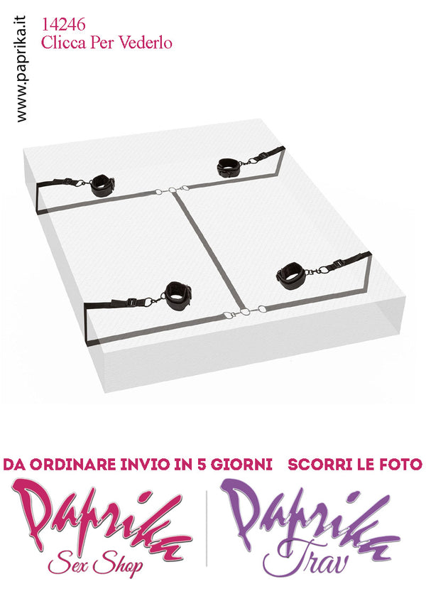 Set Bondage Letto Manette Cavigliere Ecopelle Vegan Cinghie Lunghe