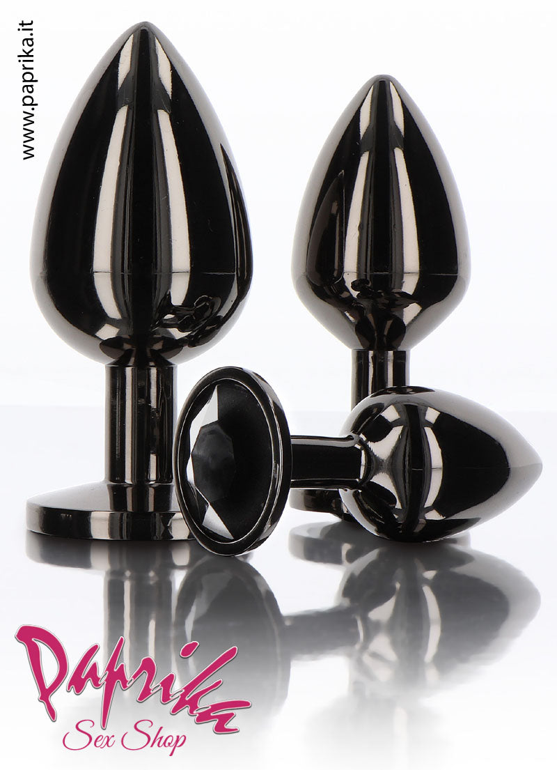 Rosebud Plug Anale Unisex Alluminio Gioiello Nero 3 Misure