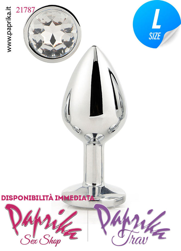 Plug Anale Grande Alluminio Leggero Gioiello Trasparente 10 cm Ø 40