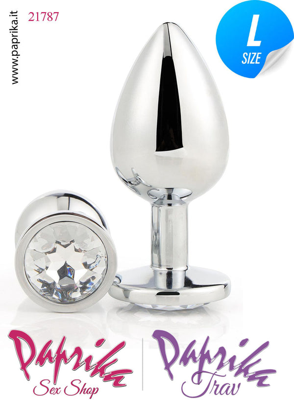 Plug Anale Grande Alluminio Leggero Gioiello Trasparente 10 cm Ø 40