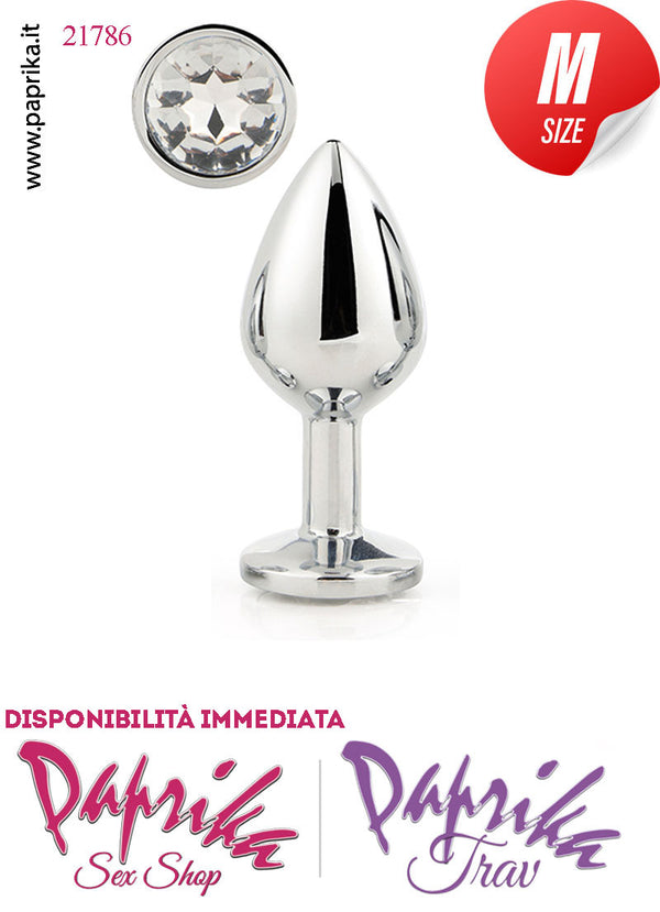 Plug Anale Medio Alluminio Leggero Gioiello Trasparente 8 cm Ø 35