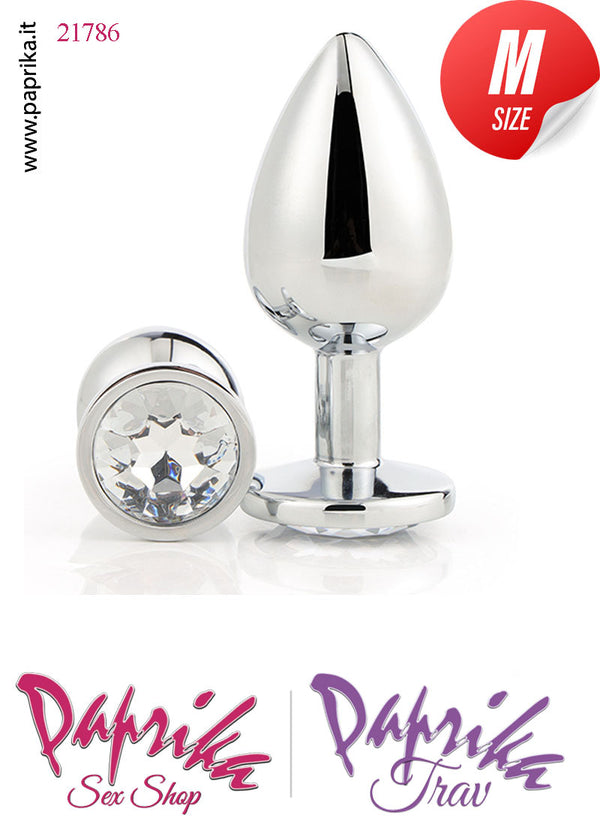 Plug Anale Medio Alluminio Leggero Gioiello Trasparente 8 cm Ø 35