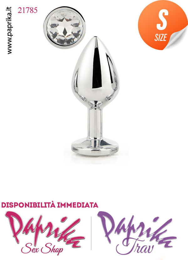 Plug Anale Piccolo Alluminio Leggero Gioiello Trasparente 7 cm Ø 28