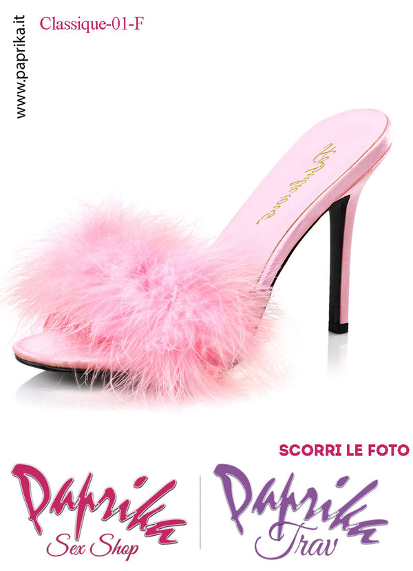 Sandali Sexy Rosa Ecopelle Opaca Pon Pon Marabù Tacco 10.2 Senza Plateau