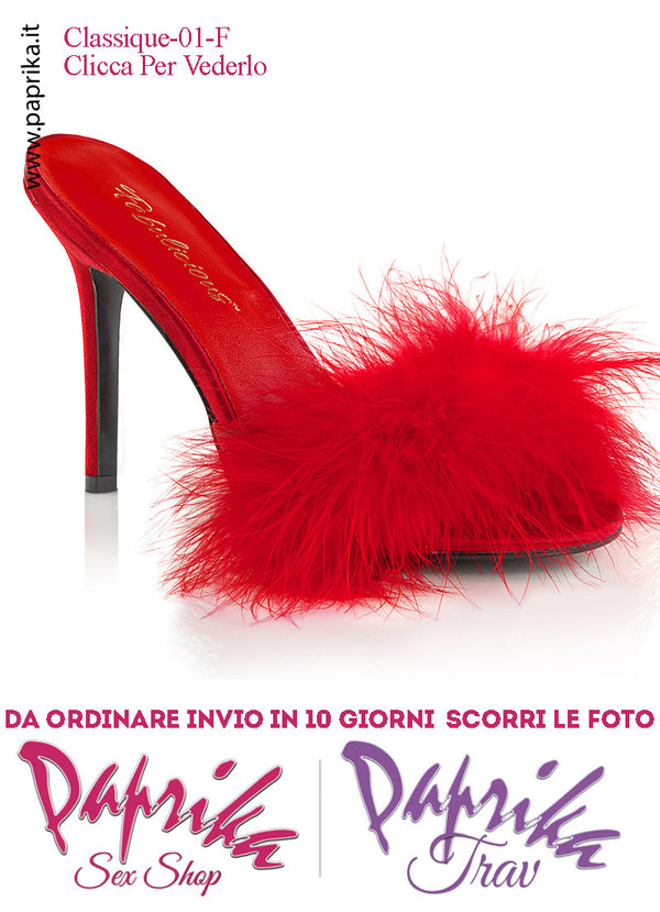 Sandali Sexy Rossi Ecopelle Opaca Pon Pon Marabù Tacco 10.2 Senza Plateau