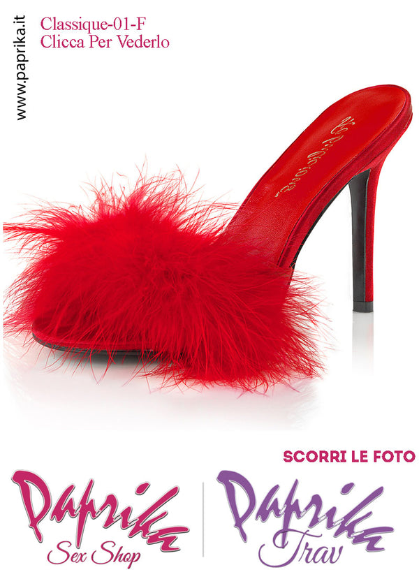 Sandali Sexy Rossi Ecopelle Opaca Pon Pon Marabù Tacco 10.2 Senza Plateau