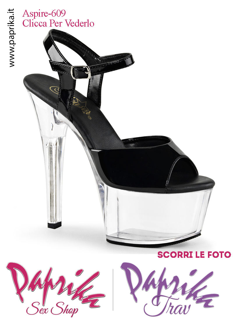 Sandali Sexy Tacco Medio Trasparente Vernice Nera 15.2 Zeppa 5.7 Cinturino