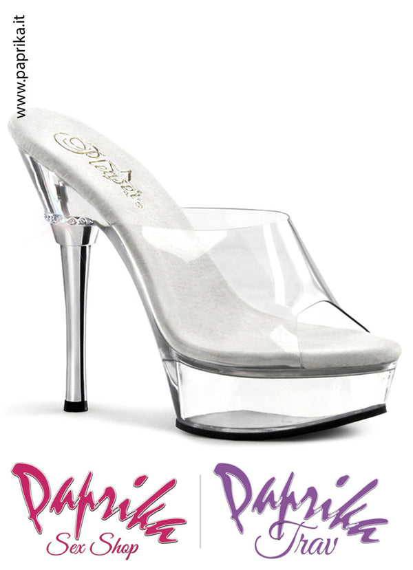 Sandali Sexy Pvc Trasparente Tacco Strass 14 Zeppa 3.8