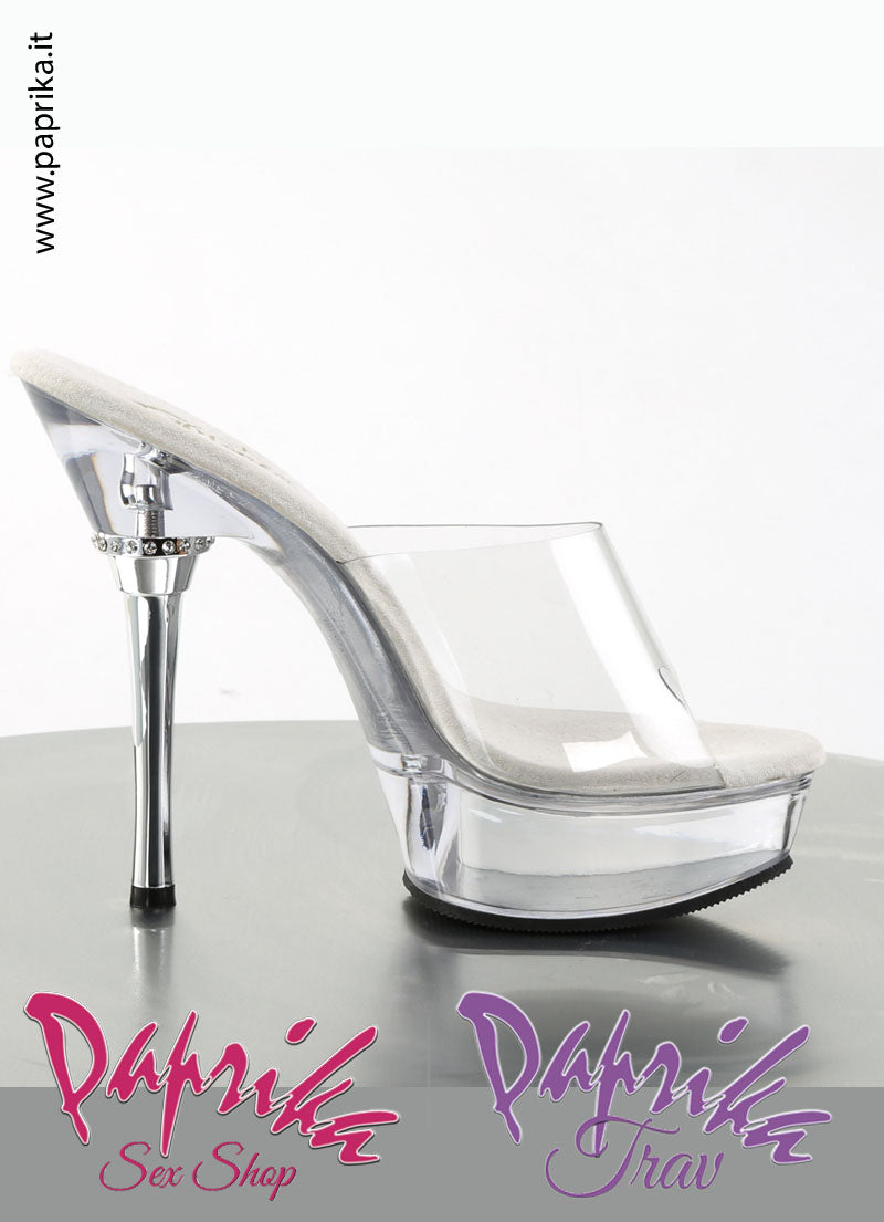 Sandali Sexy Pvc Trasparente Tacco Strass 14 Zeppa 3.8