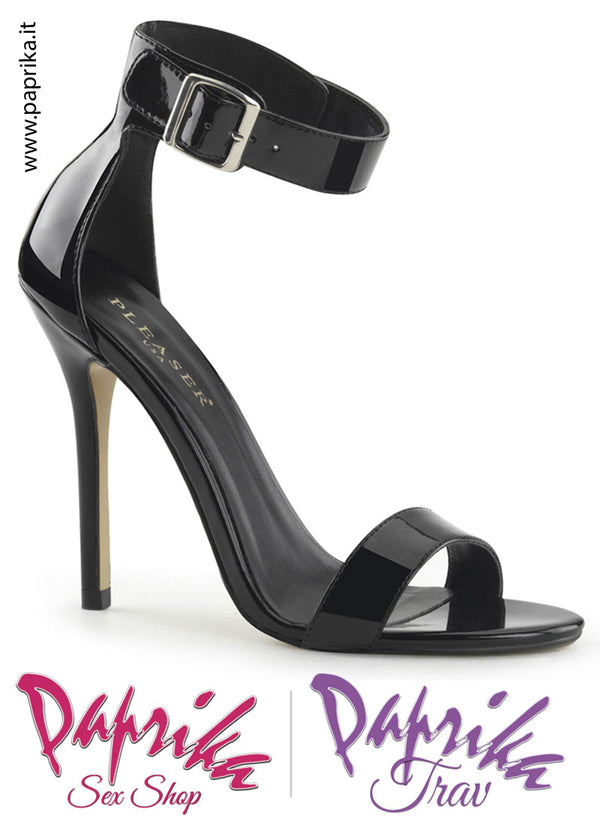 Sandali Sexy Vernice Nera Tacco Spillo 12.7 Zeppa 1 cm Cinturino