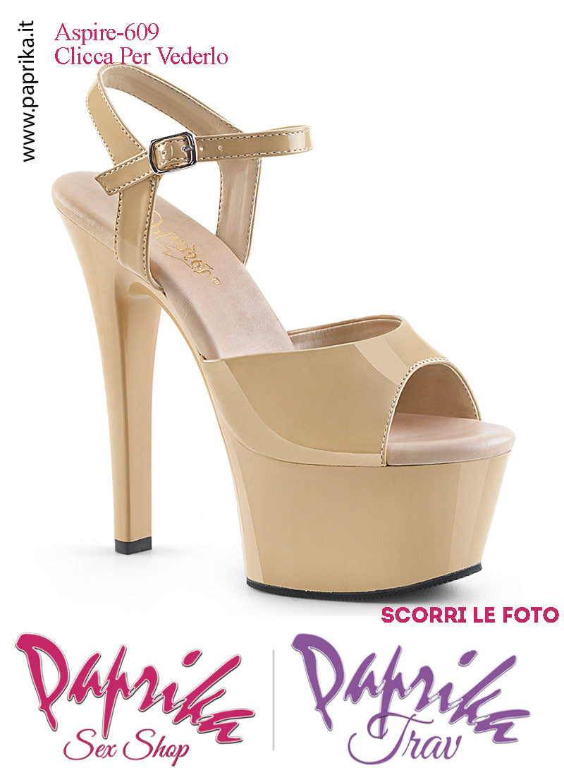 Sandali Sexy Tacco Medio Vernice Lucida Beige 15.2 Zeppa 5.7 Cinturino