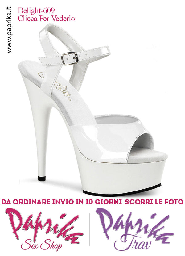 Sandali Sexy Vernice Lucida Bianca Tacco Spillo 15.2 Zeppa 4.5 cm Cinturino