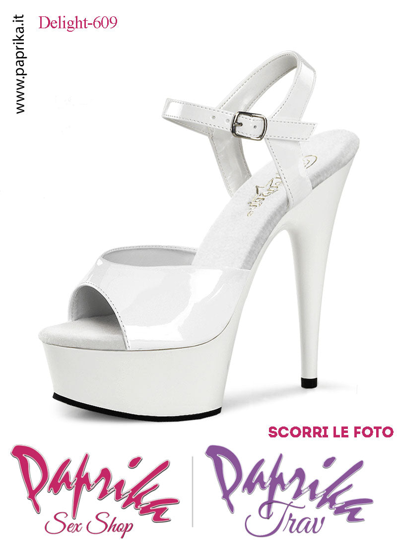 Sandali Sexy Vernice Lucida Bianca Tacco Spillo 15.2 Zeppa 4.5 cm Cinturino