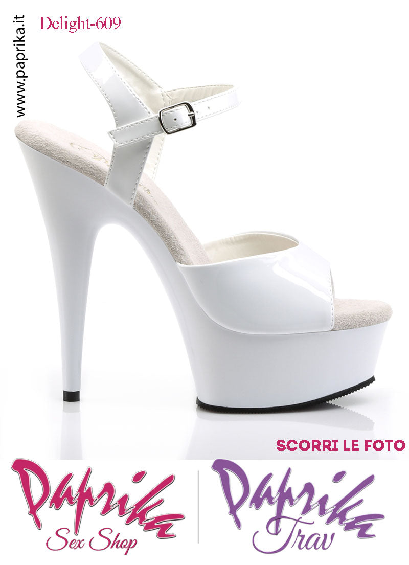 Sandali Sexy Vernice Lucida Bianca Tacco Spillo 15.2 Zeppa 4.5 cm Cinturino