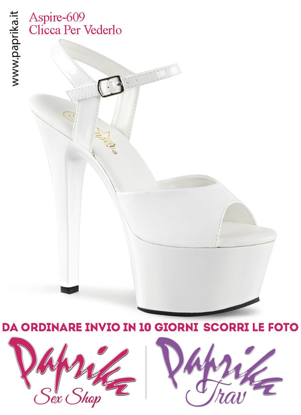 Sandali Sexy Tacco Medio Vernice Lucida Bianca 15.2 Zeppa 5.7 Cinturino