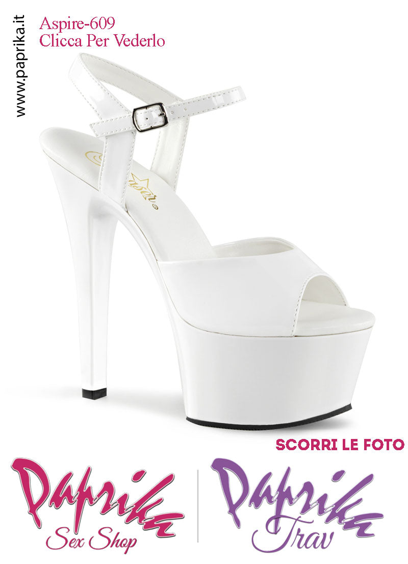 Sandali Sexy Tacco Medio Vernice Lucida Bianca 15.2 Zeppa 5.7 Cinturino