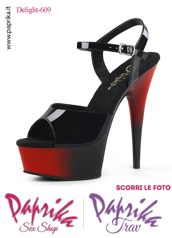 Sandalo Sexy Nero Rosso Tacco Spillo 15 Zeppa 5  Fascetta Larga Cinturino